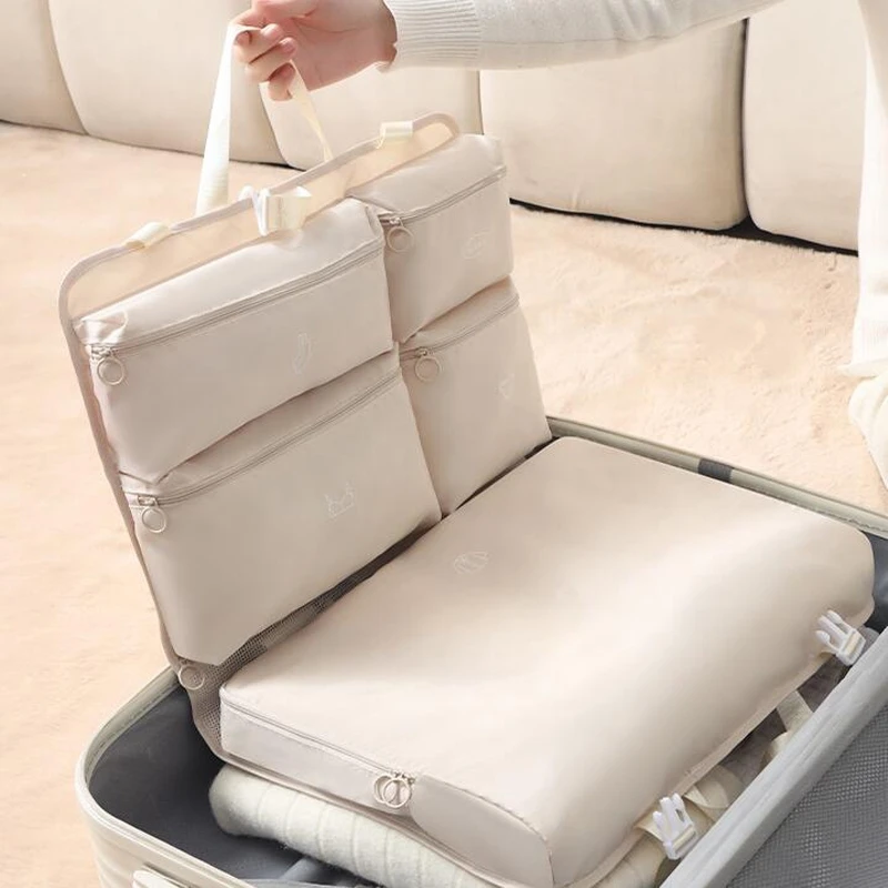 七合一衣物收纳包旅行收纳袋悬挂式行李箱整理包可折叠内衣分装袋