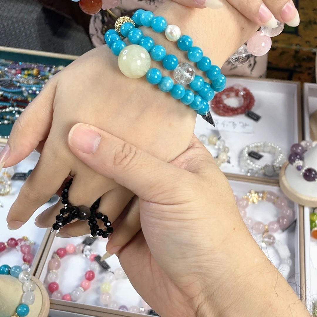 水晶手链银S925镀金镶嵌