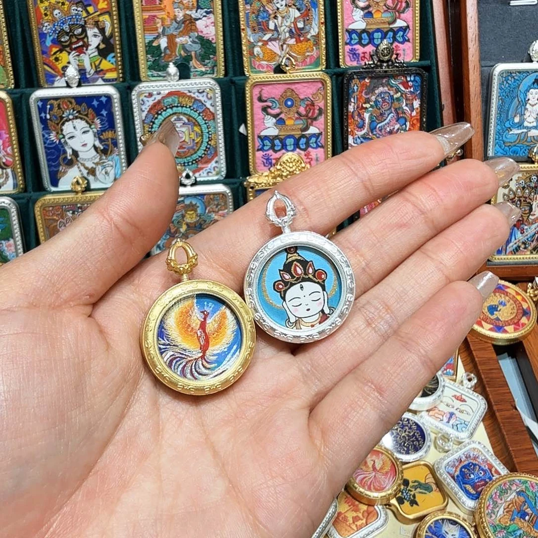 吊坠热贡纯手绘唐卡非遗文化