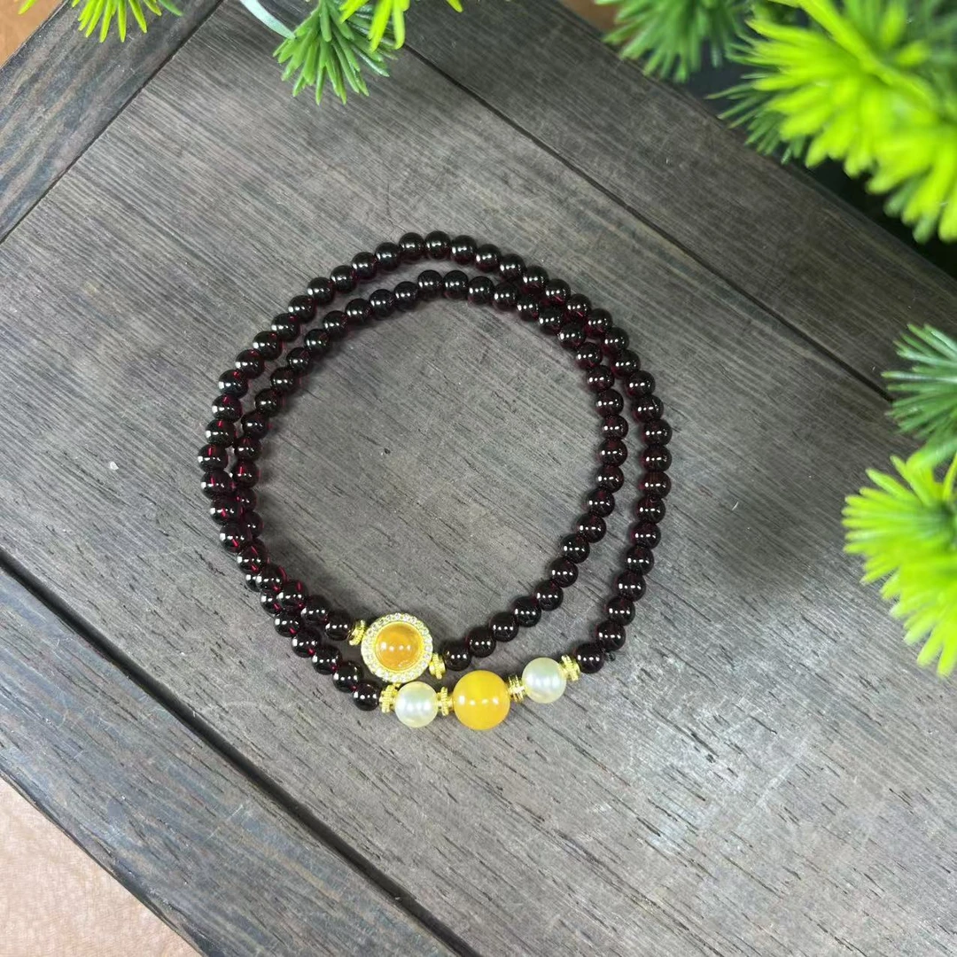 精美石榴石双圈手串（无礼盒）1038