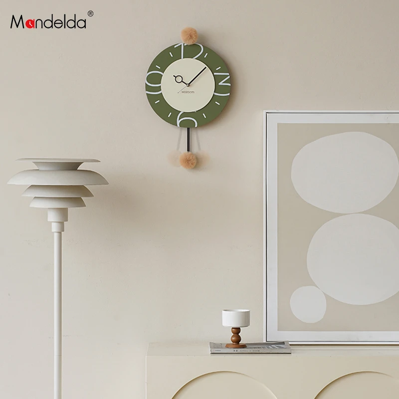 Mandelda免打孔钟表挂钟客厅轻奢简约2025新款创意挂墙艺术时钟