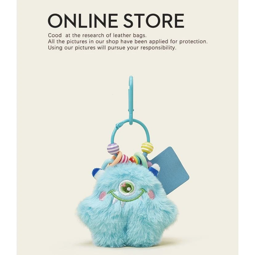 可爱怪兽毛绒公仔车汽车钥匙扣diy链装饰礼物书包包挂件小挂饰M