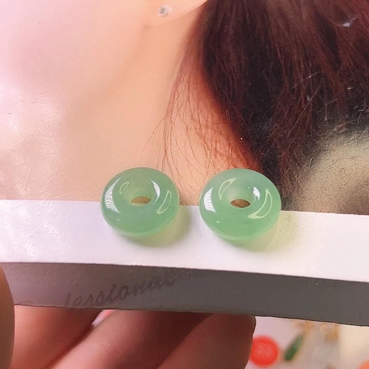 翡翠未镶嵌耳饰清*胖扣