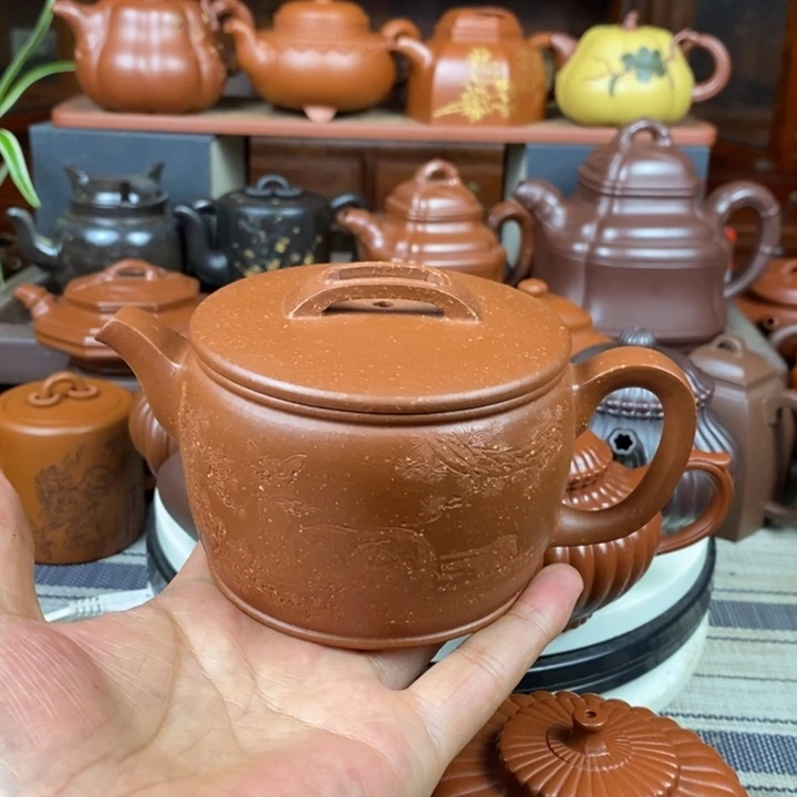 茶壶紫砂汉瓦350cc原矿粗十目红降坡特价
