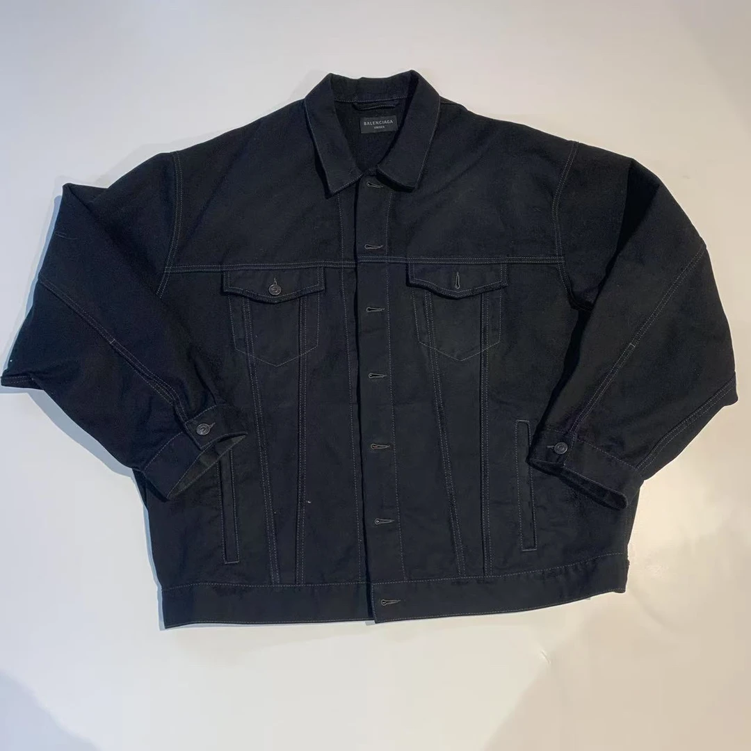 99新 Balenciaga/巴黎世家 可乐刺绣logo牛仔外套 3码 公价16000