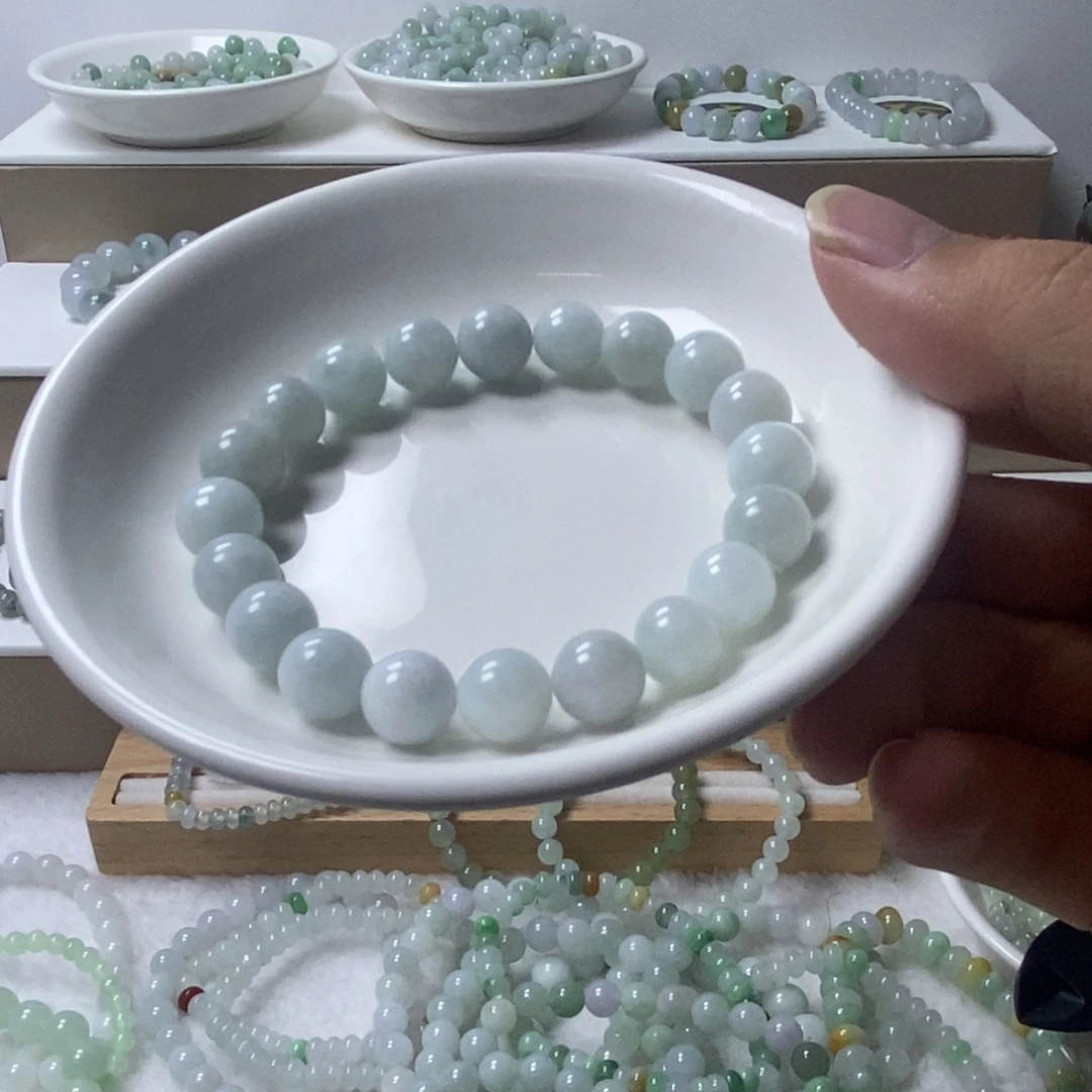 翡翠未镶嵌手链缅甸翡翠圆珠卡9