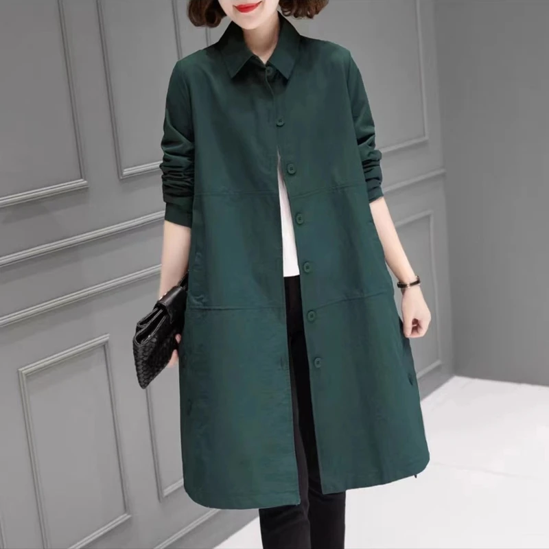 【新粉福利】 2025春秋新款风衣外套女中长款大码气质长袖时尚百搭