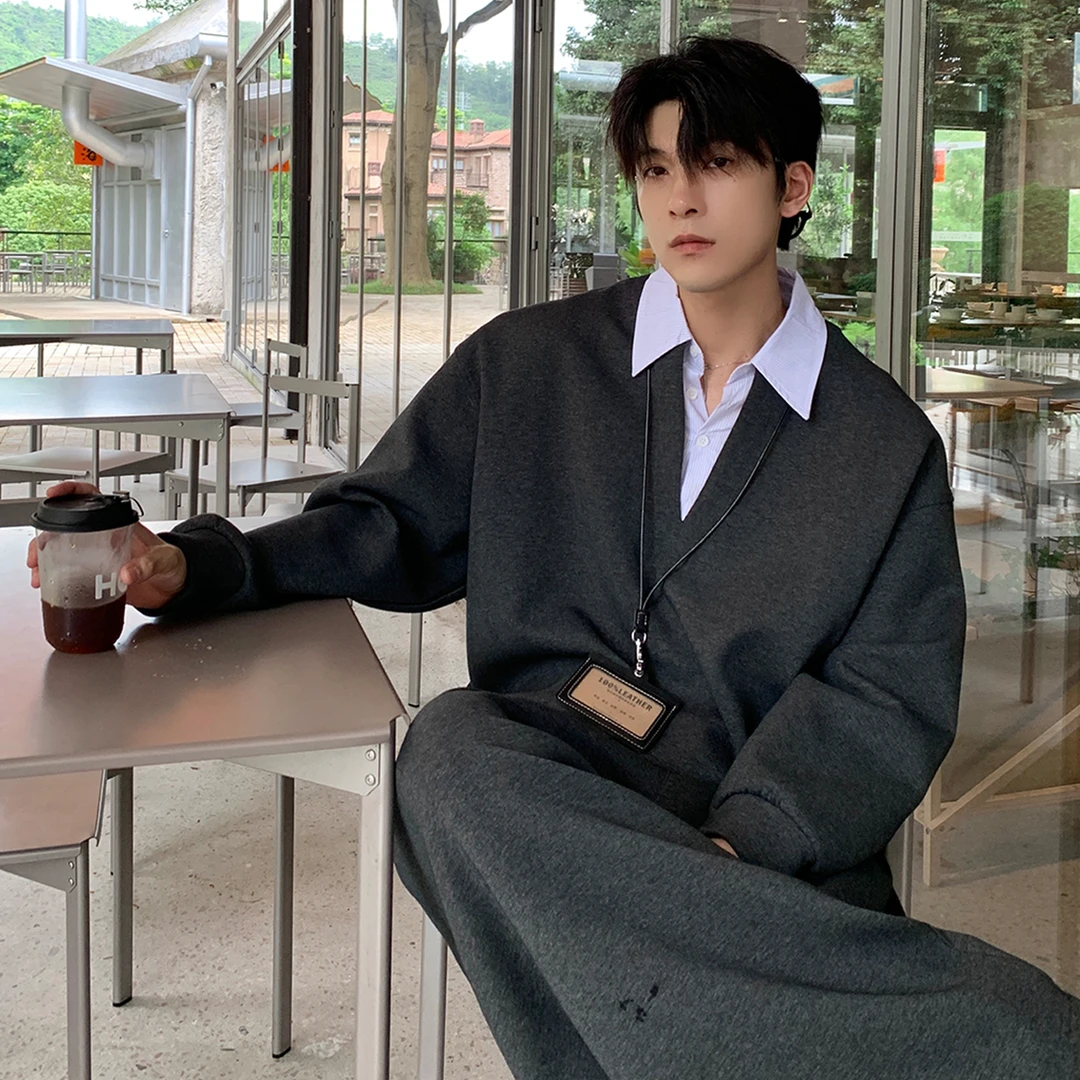 一轩轩轩【双调旋律】秋季高智感男假两件拼接卫衣套装25113-25115