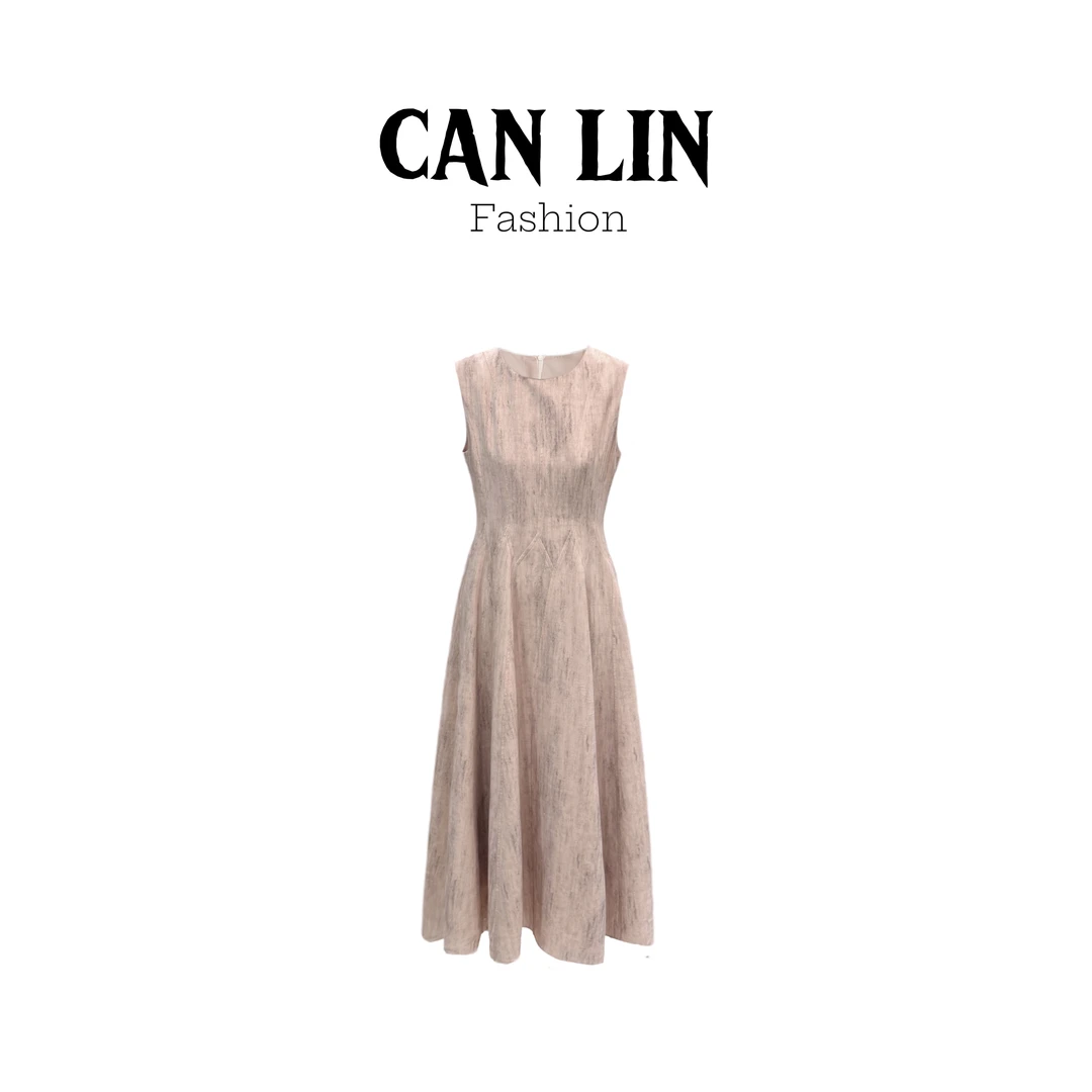 CANLIN|法式晕染氛围感【100%天丝】时尚收腰显瘦气质连衣裙G214