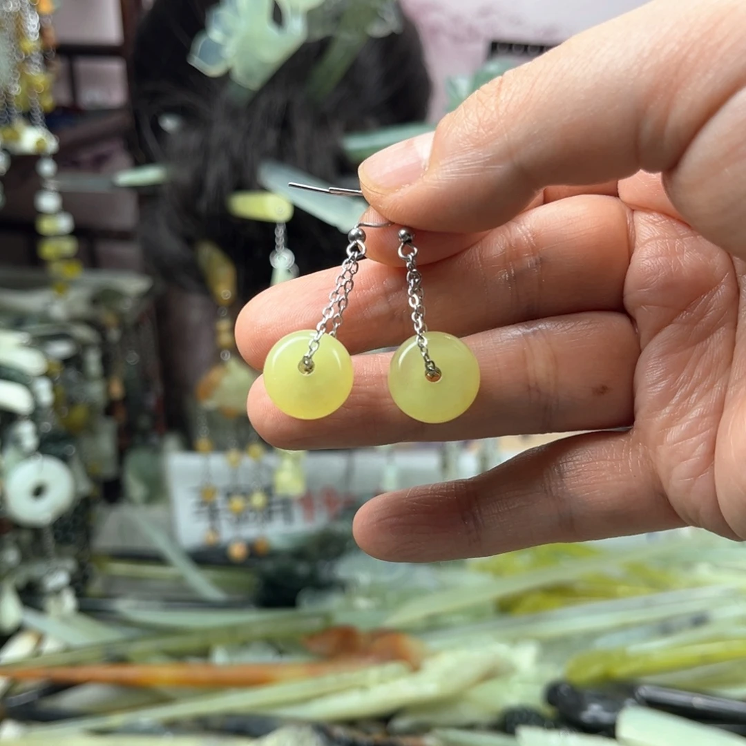 岫玉未镶嵌发饰岫玉耳坠