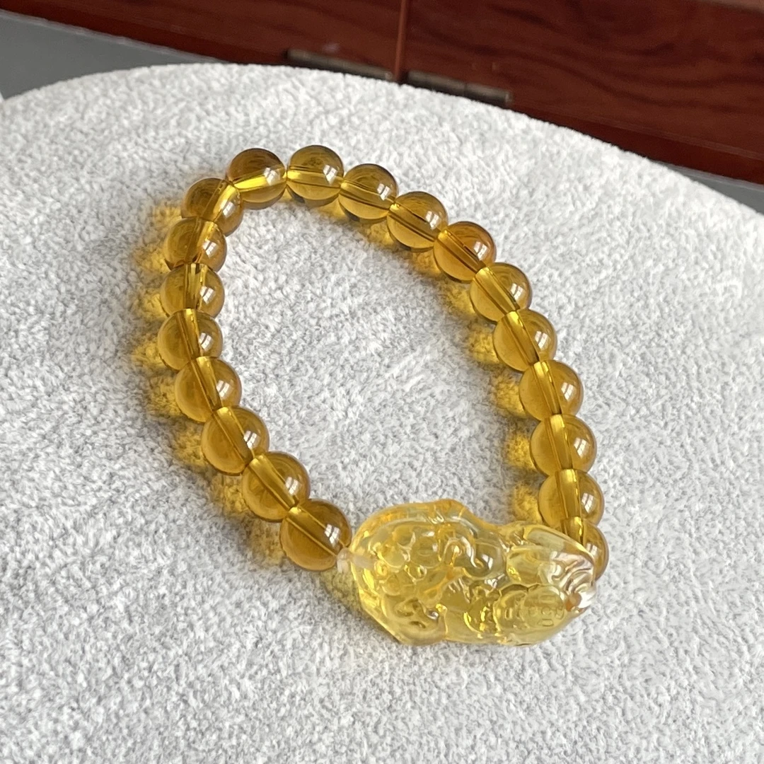 黄水晶貔貅圆珠8mm手串 SLM0052