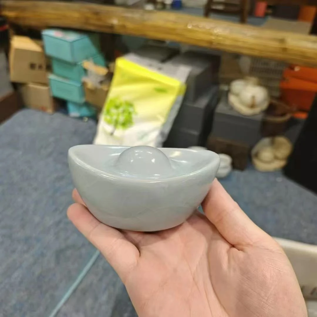 秋香茶具 天青色汝窑元宝茶宠茶道配件-5471