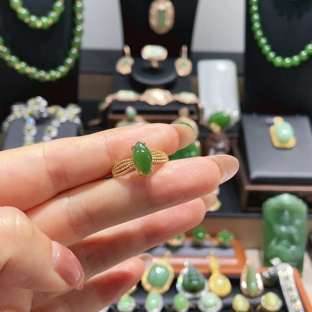 和田玉银S925镶嵌戒指