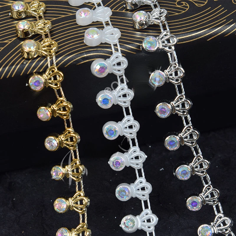 新款1.2cm宽少数民族服装配饰亮钻链条配件花边DIY舞台装饰辅助料