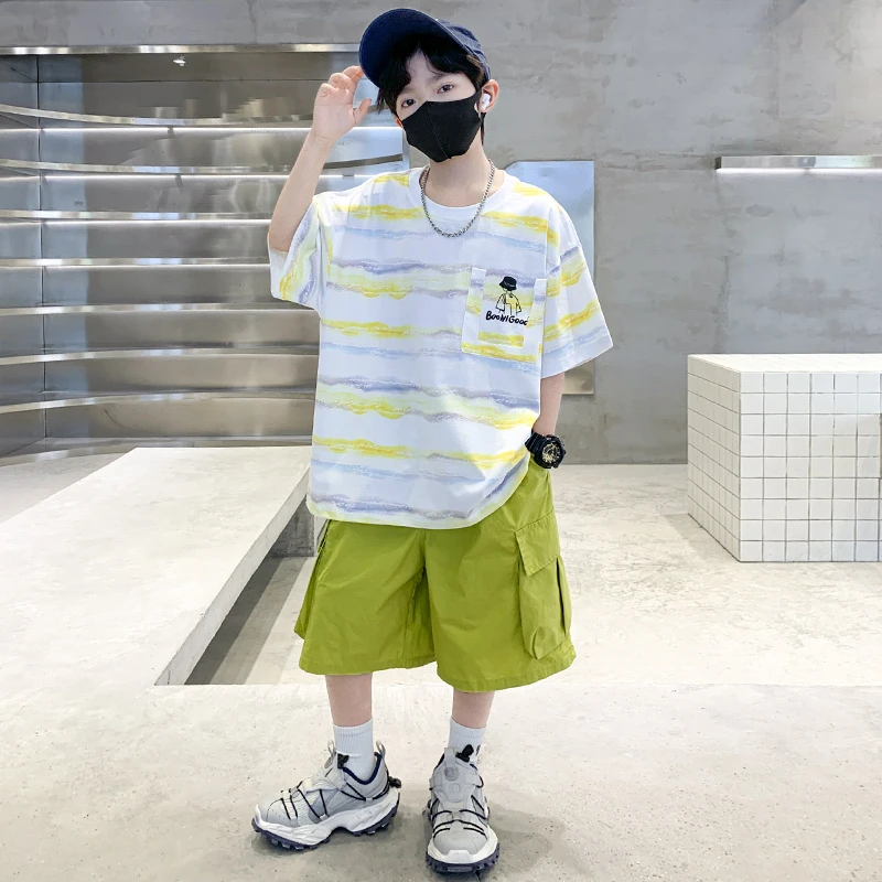 男童夏装套装2025新款儿童中大童夏季短袖t恤短裤小男孩夏款洋气