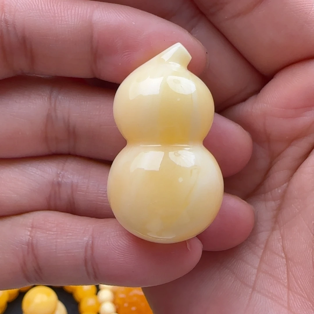 琥珀未镶嵌手链焦皮白蜡葫芦