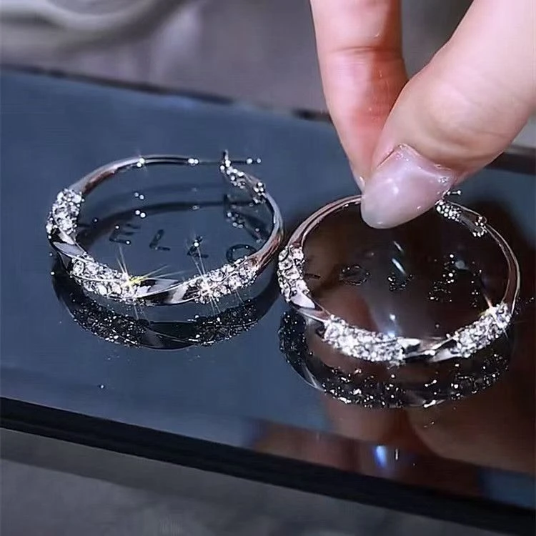 钛钢耳饰 爆闪大圆圈耳环气质新款夸张耳饰b