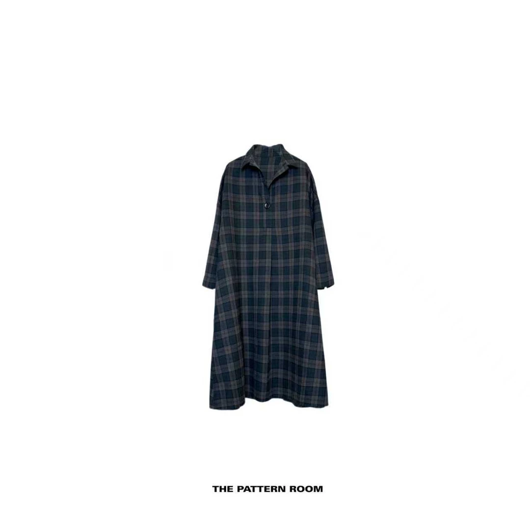 The pattern room | 理性格纹量感轮廓线衬衫连衣裙