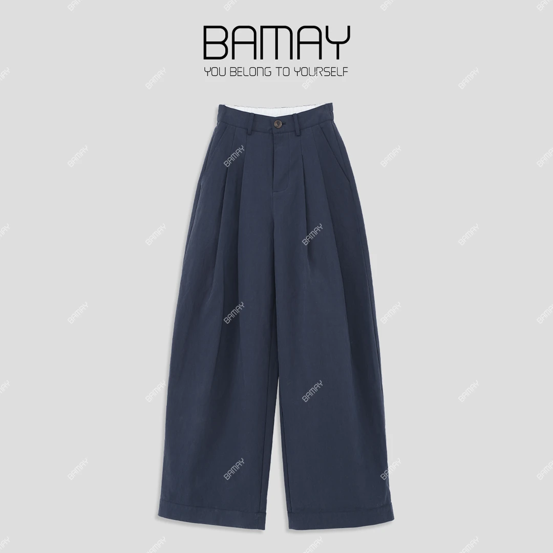 【BAMAY】新款浅色时尚阔腿百搭显瘦设计款双色女裤BM251PX10S