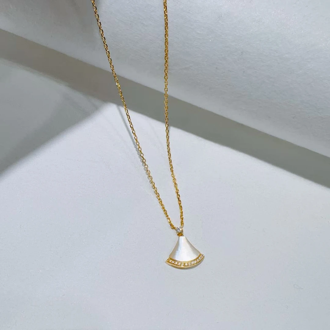 5G足金白色半裙白裙子项链00749