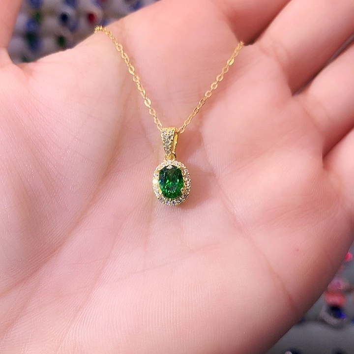 透辉石吊坠银S925镶嵌