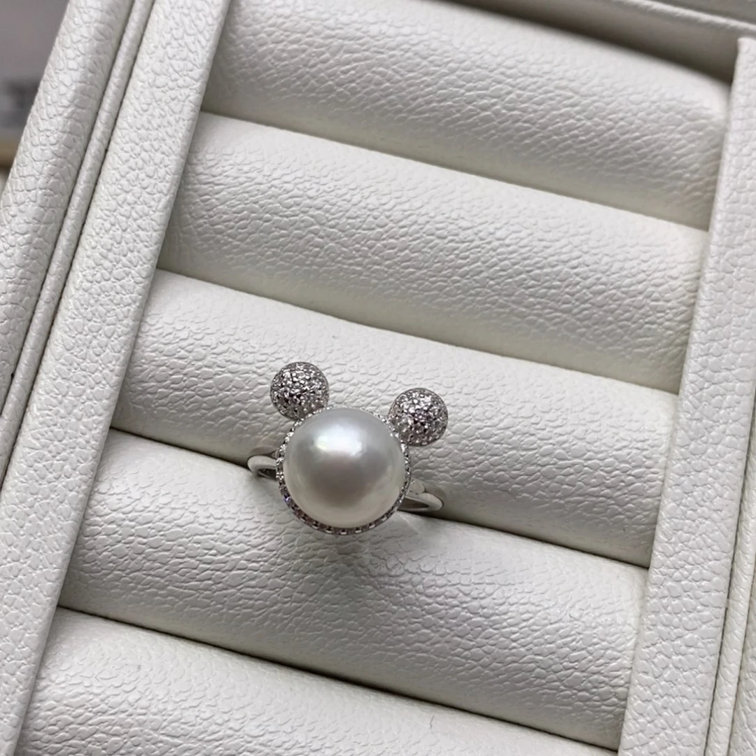 淡水珍珠戒指银S925镶嵌用****6