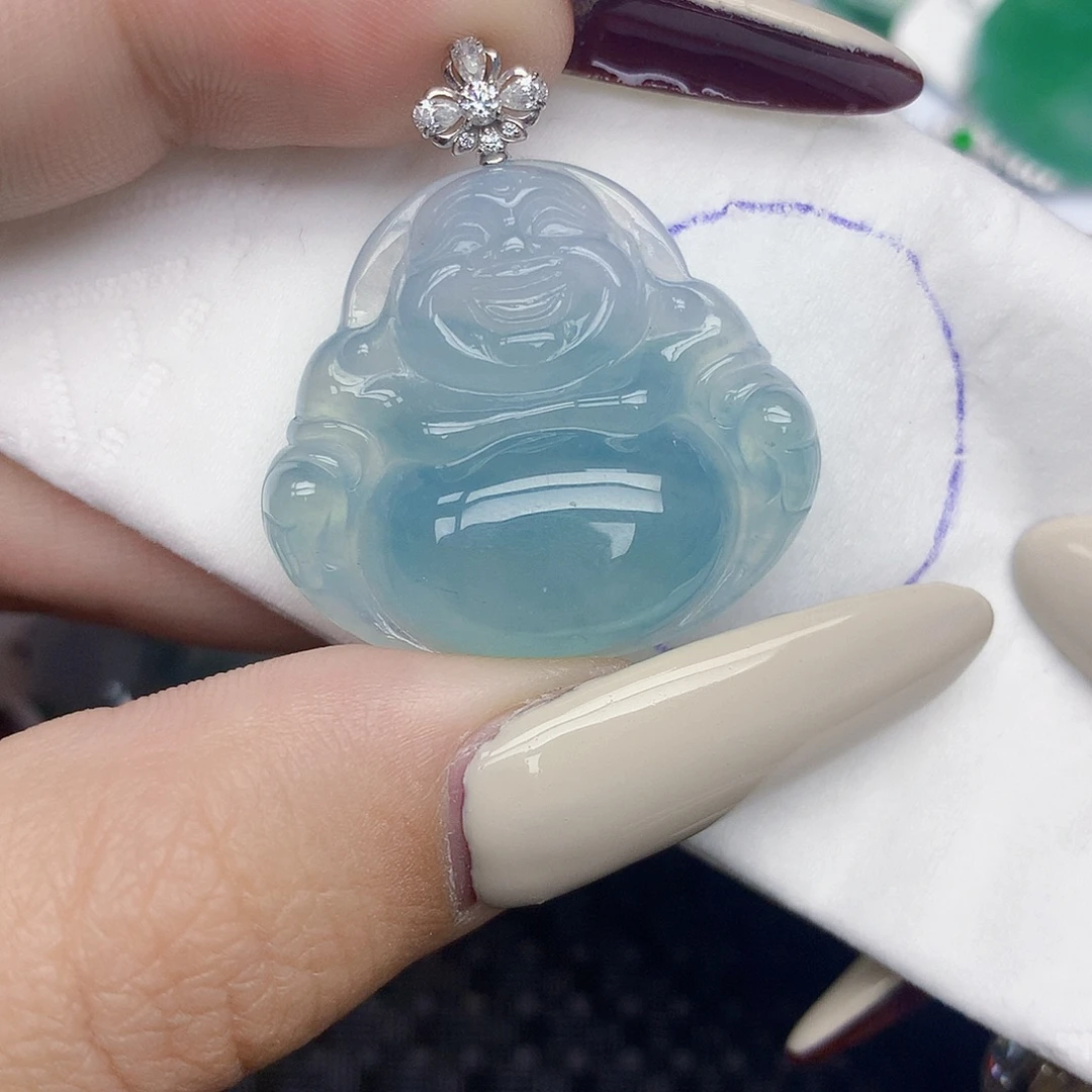 翡翠18K金镶嵌颈饰天然缅甸翡翠a货百元以上9元证书费自理