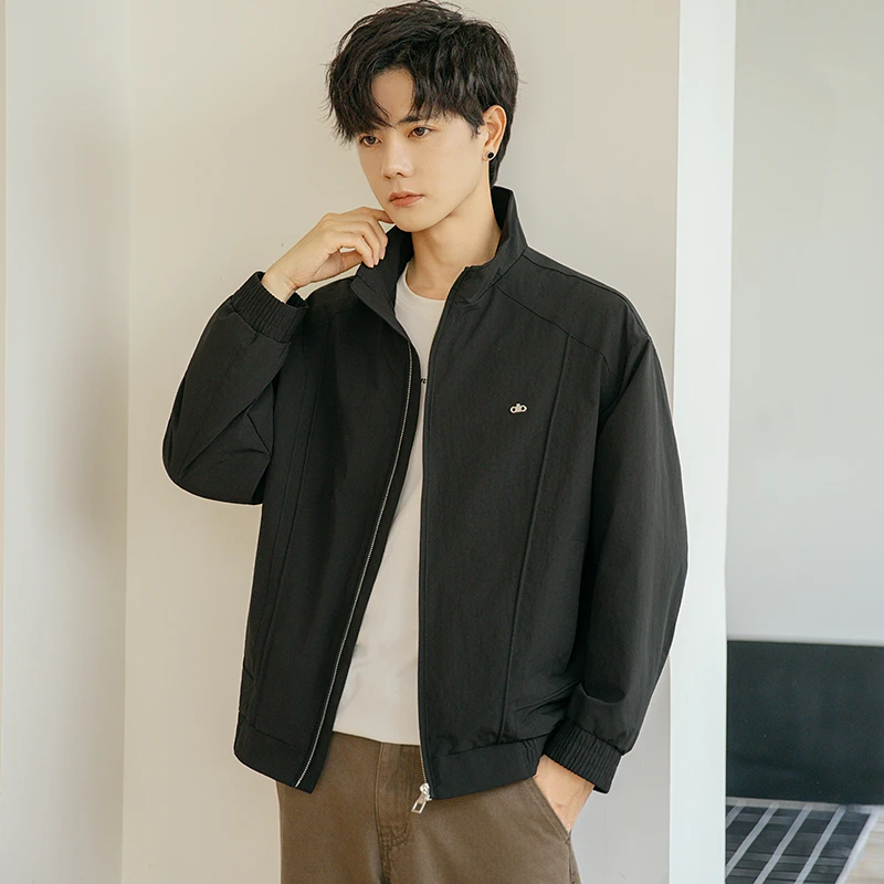 2025秋季新款男士流光复古风时尚立领夹克休闲百搭防风简约外套男