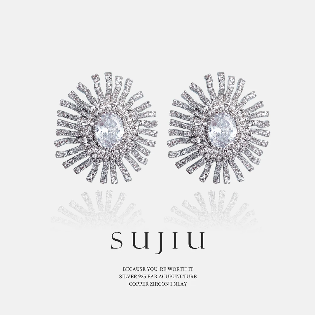 铜合金耳饰 SUJIU 925银针【炽热天使】气质时尚耳钉耳环耳坠7375