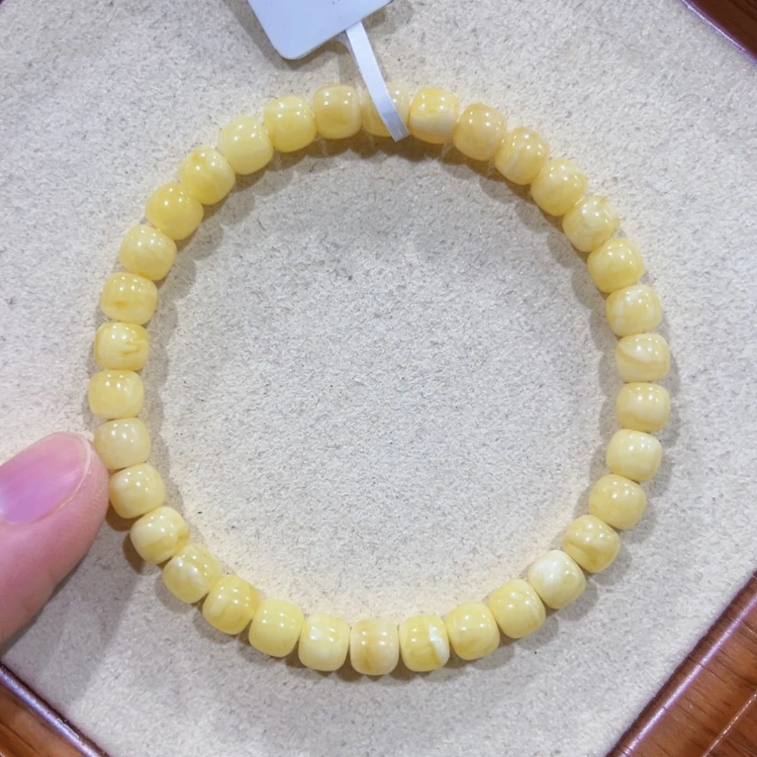 手链蜜蜡未镶嵌6m高桩满蜡黄白花 开播福利 漏！