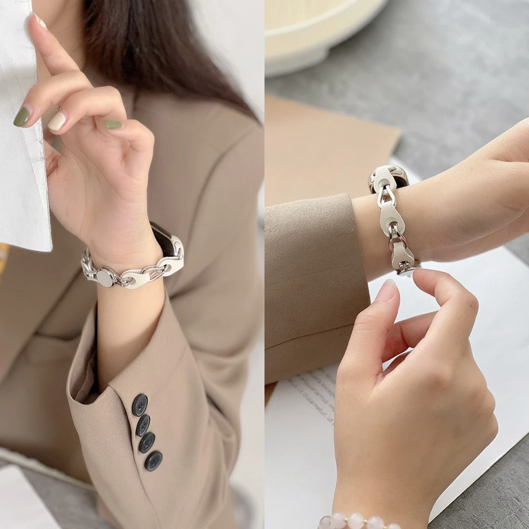 适用小米手环10/9/8表带金属镂空手链5/6腕带NFC版创意男女ins风