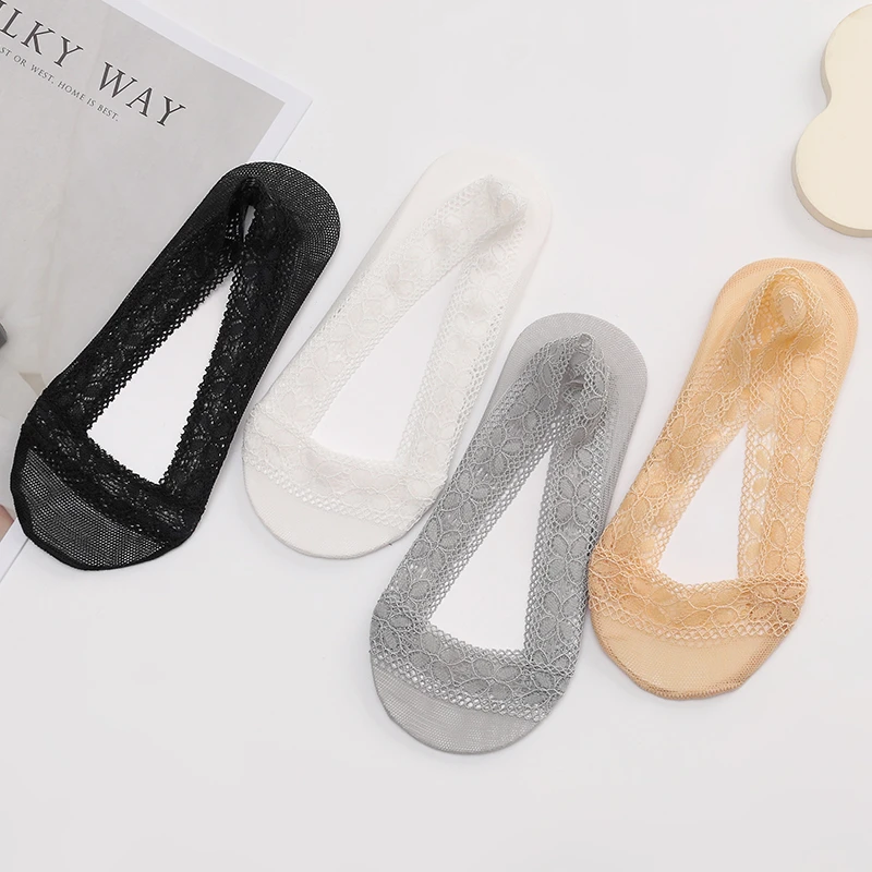 蕾丝花边袜子女春夏季浅口隐形袜硅胶防滑不掉透气女士船袜