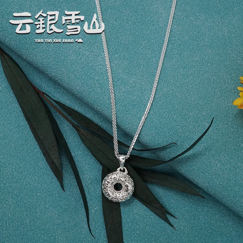 云银雪山 坠链均925银 YD172【双福甜甜圈项链】s925