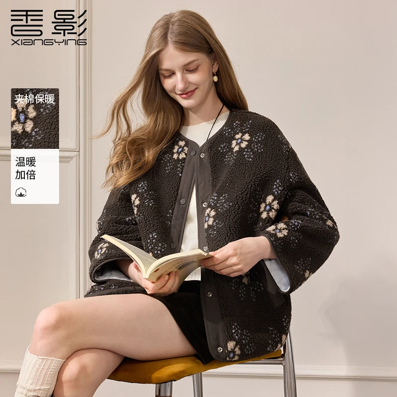 【丽公主专属】F95W992短外套 香影美拉德咖色颗粒绒外套女冬季新款