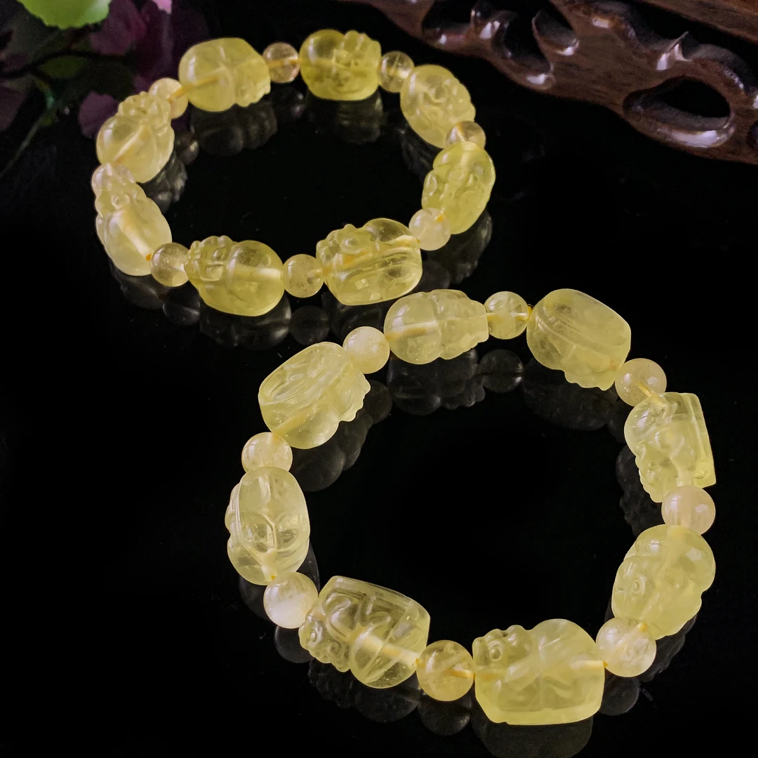 C11431-黄发晶水晶貔貅手串-多样性发其一/大号