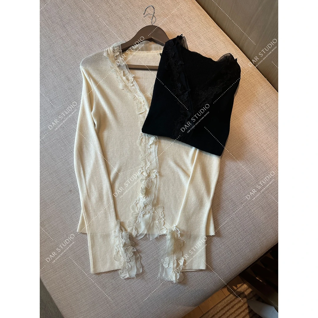 DAR STUDIO 深圳货【塞纳周末】2026早春新款含绵羊毛气质V领针织衫