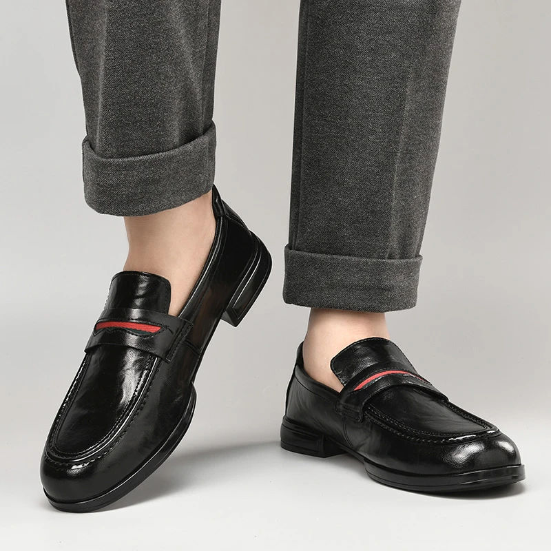 夏季真皮乐福皮鞋男士开车专用商务懒人套脚豆豆鞋男款2025新款爆