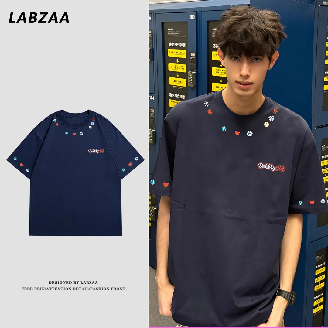 100%纯棉美式趣味图案字母印花短袖男女休闲t恤夏季宽松休闲上衣