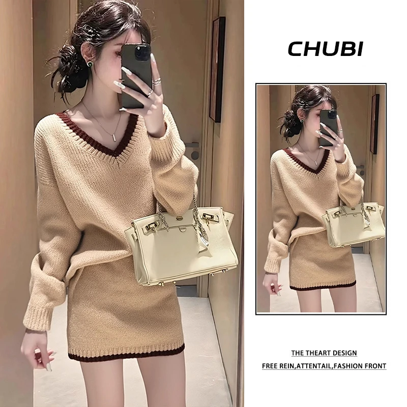 显瘦针织套装女2025新款慵懒风穿搭巨好看气质毛衣半身裙两件套