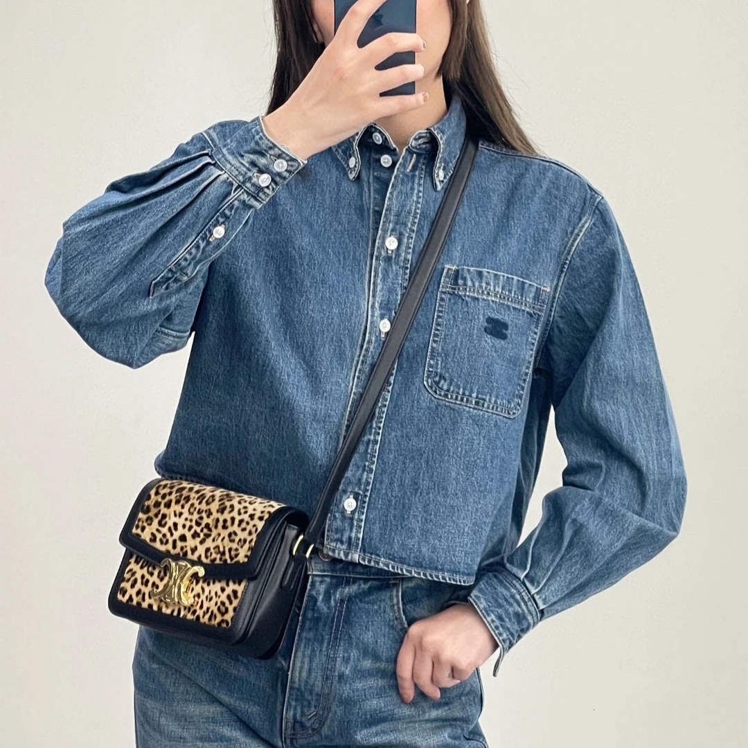 未使用 Celine/思琳 刺绣徽标短款牛仔外套 S码 D10511