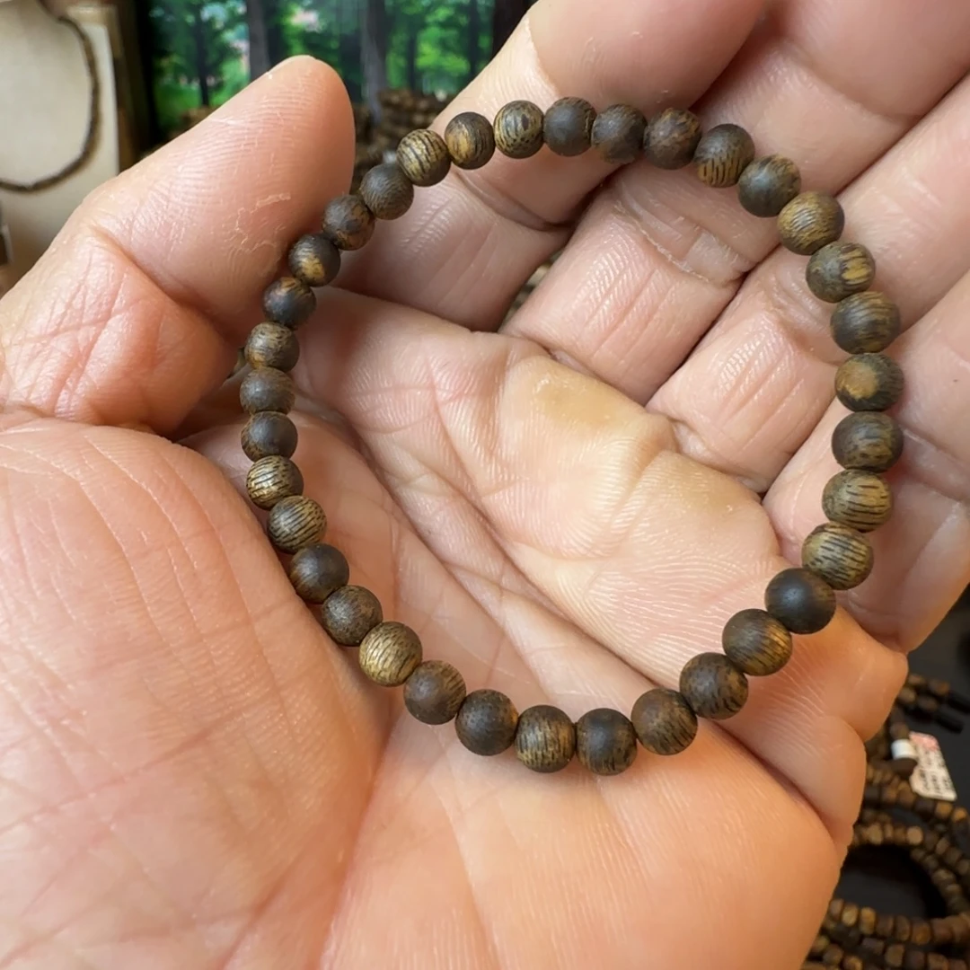 手串沉香白棋沉水圆珠05单圈发一