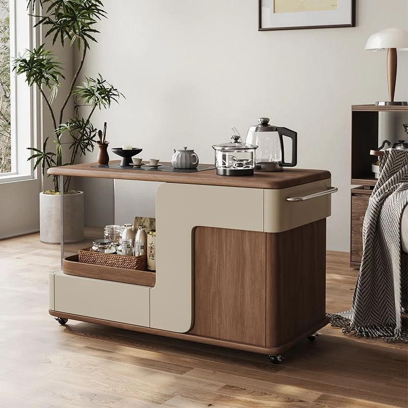 实木功夫茶几可移动沙发边几2025新款轻奢高级感岩板可移动茶桌