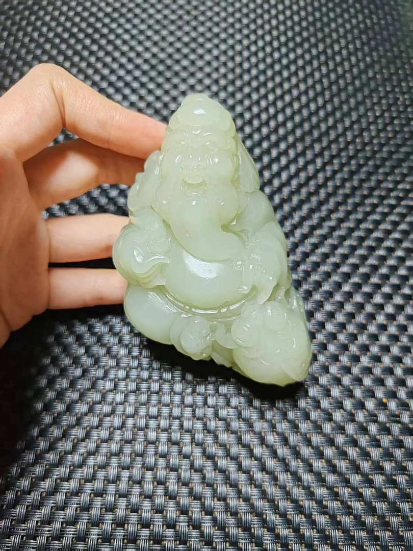 天然和田玉把件渔翁