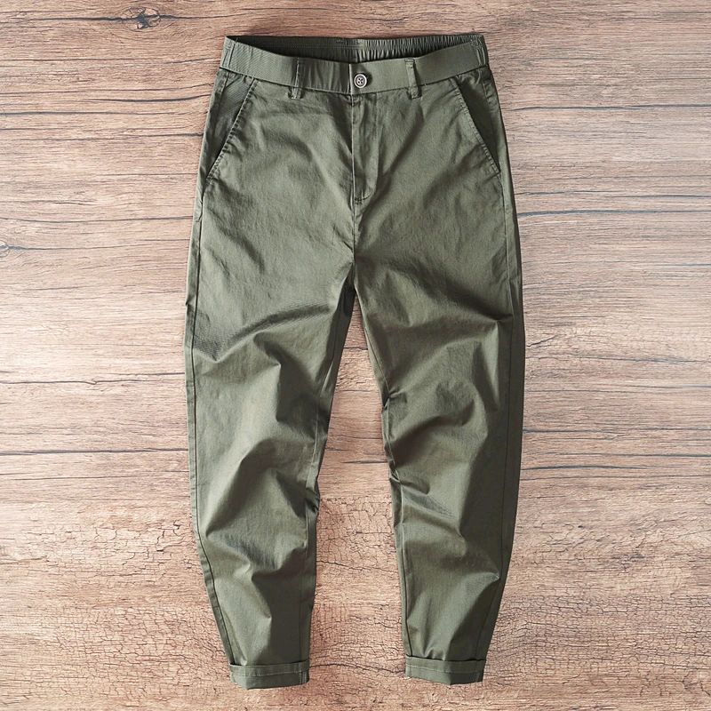 MR.MUDI/穆迪先生春秋新款青年男士休闲裤子小直筒纯棉商务通勤裤