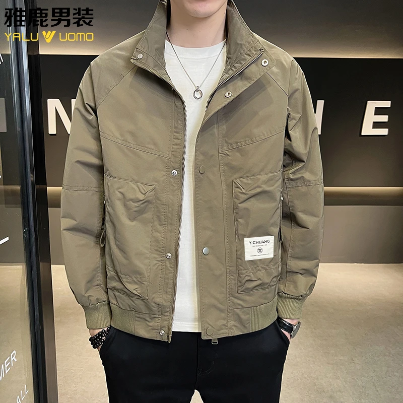 雅鹿男装2025新款工装外套男士春秋简约百搭青年上衣休闲夹克衫