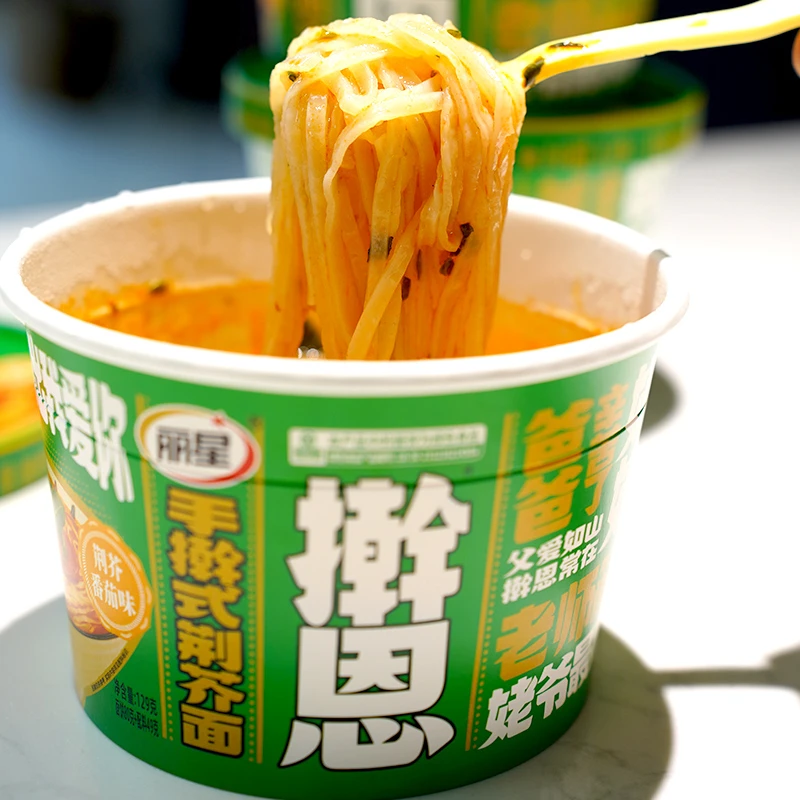 丽星擀恩荆芥番茄味手擀式送亲人非油炸免煮即食泡面桶装129g