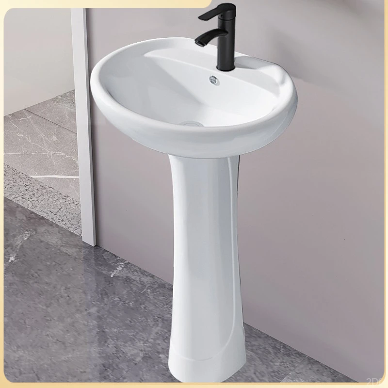 免打孔小户型卫生间一体陶瓷迷你落地立柱式洗手盆洗手盆阳台简约