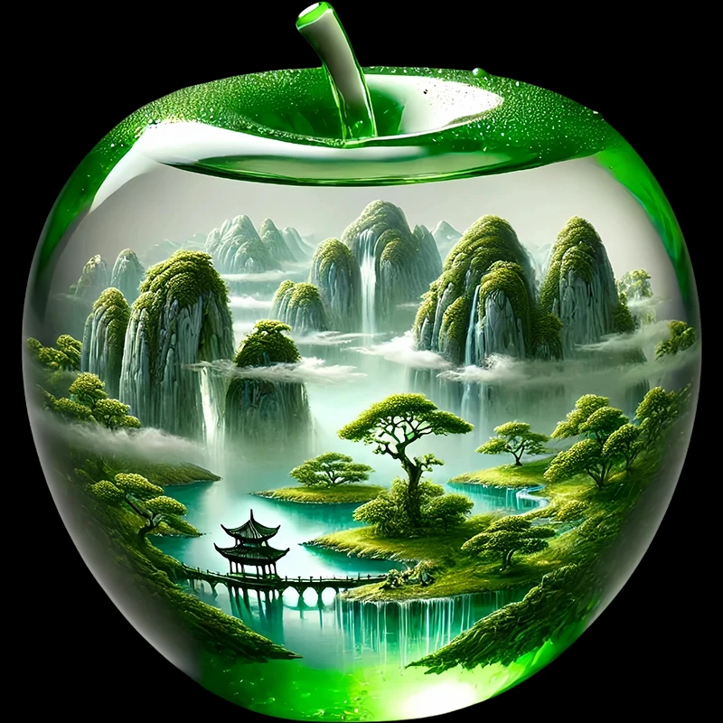 水晶苹果贴画卧室客厅玄关浴室墙上现代高级防水立体装饰自粘贴画