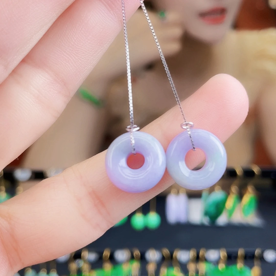 翡翠银S925镶嵌耳饰饰品