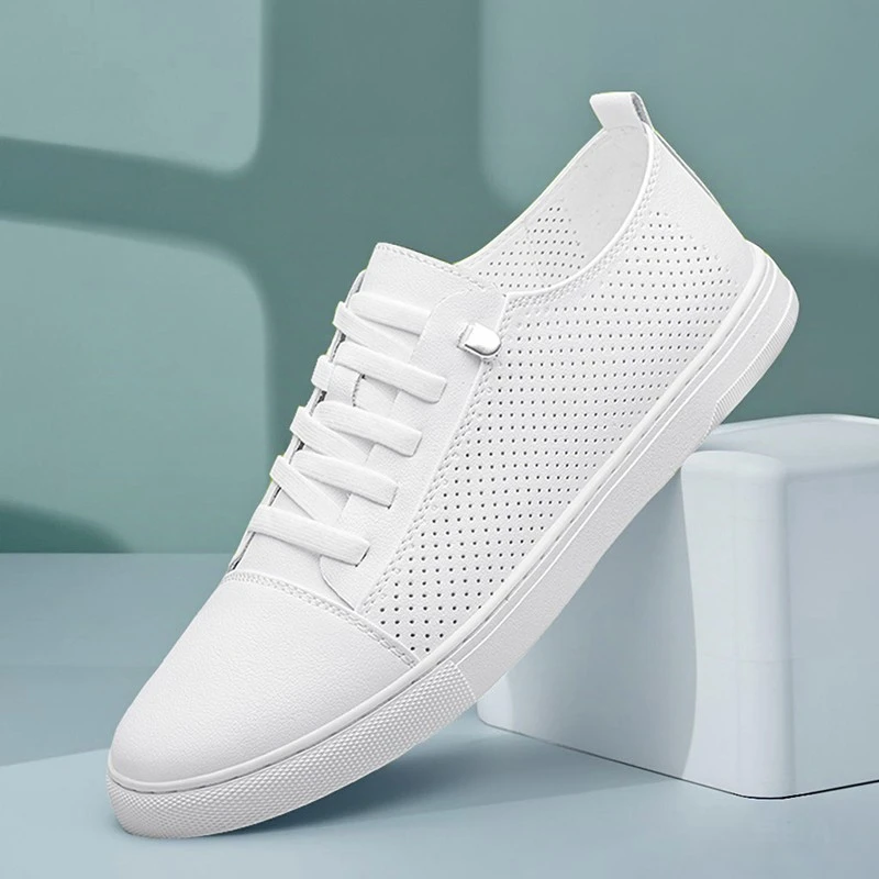 2025小白鞋男款夏季透气薄款白鞋一脚蹬男鞋子夏天镂空休闲板鞋软